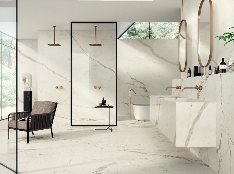 Плитка керамогранит Atlas Concorde Italy Marvel Calacatta Prestigio 75x75 Lapp (A3WY) ( 1,125м) под мрамор